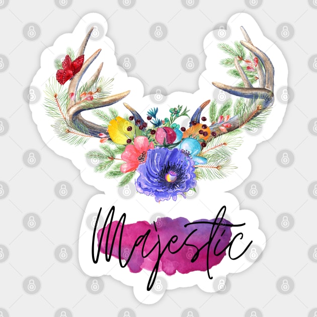 Majestic (Wildflower Antlers) Sticker by NixieNoo